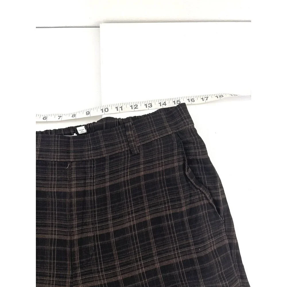Vince Pants Sz L Quiet Luxury Plaid Viscose Brown Relaxed Trousers Pockets Comfy - Picture 7 of 16